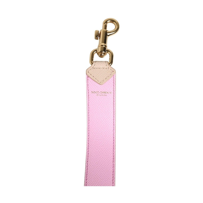 Dolce & Gabbana Beige Pink Leather Handbag Accessory Shoulder Strap