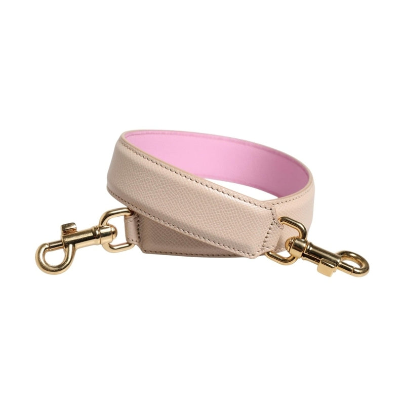Dolce & Gabbana Beige Pink Leather Handbag Accessory Shoulder Strap