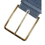 Dolce & Gabbana Two Tone Blue Denim Gold Metal Buckle Belt