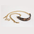 Dolce & Gabbana Brown Leopard Gold Brass Chain Accessory Shoulder Strap