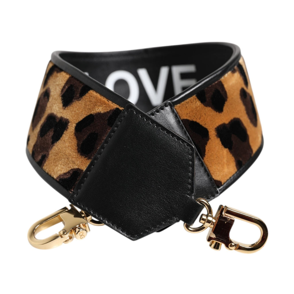 Dolce & Gabbana Black Leopard Print Reversible Bag Shoulder Strap