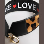 Dolce & Gabbana Black Leopard Print Reversible Bag Shoulder Strap
