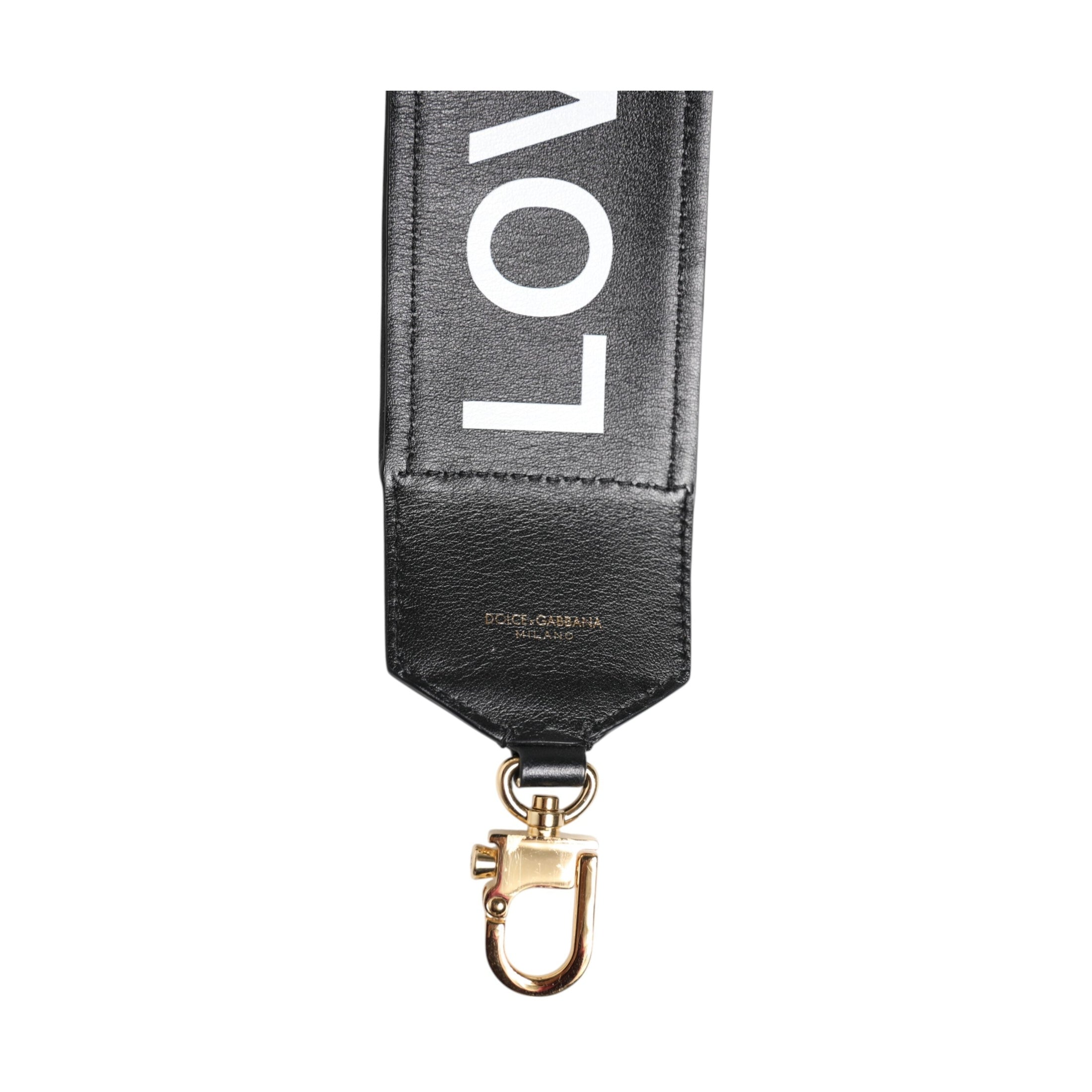 Dolce & Gabbana Black Leopard Print Reversible Bag Shoulder Strap