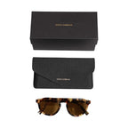 Dolce & Gabbana Brown Acetate Round Leopard Print Eyewear Sunglasses
