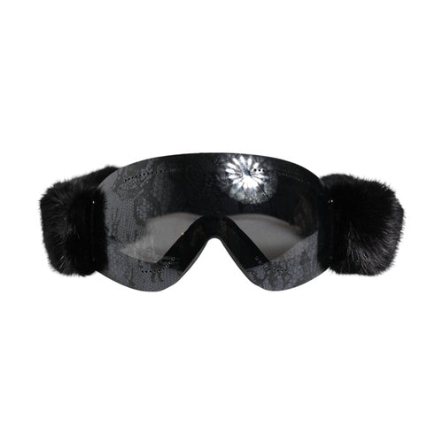 Dolce & Gabbana Black Bi0759 Lace Mirrored Ski Goggles Mask Sunglasses