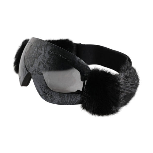 Dolce & Gabbana Black Bi0759 Lace Mirrored Ski Goggles Mask Sunglasses