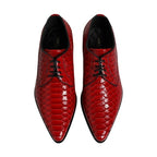 Dolce & Gabbana Red Exotic Leather Lace Up Dress Derby Shoes
