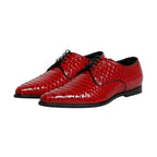 Dolce & Gabbana Red Exotic Leather Lace Up Dress Derby Shoes