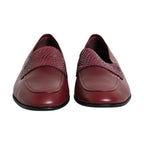 Dolce & Gabbana Burgundy Calfskin Leather Formal Slip On Shoes