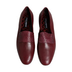 Dolce & Gabbana Burgundy Calfskin Leather Formal Slip On Shoes
