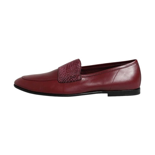 Dolce & Gabbana Burgundy Calfskin Leather Formal Slip On Shoes