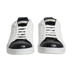 Dolce & Gabbana White Black Leather Portofino Sneaker Shoes