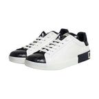 Dolce & Gabbana White Black Leather Portofino Sneaker Shoes