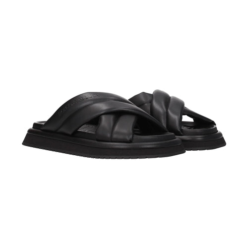 Black Leather Slippers