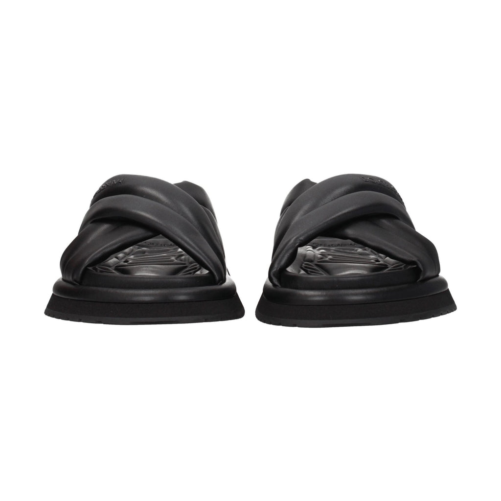 Dolce & Gabbana Black Leather Slippers
