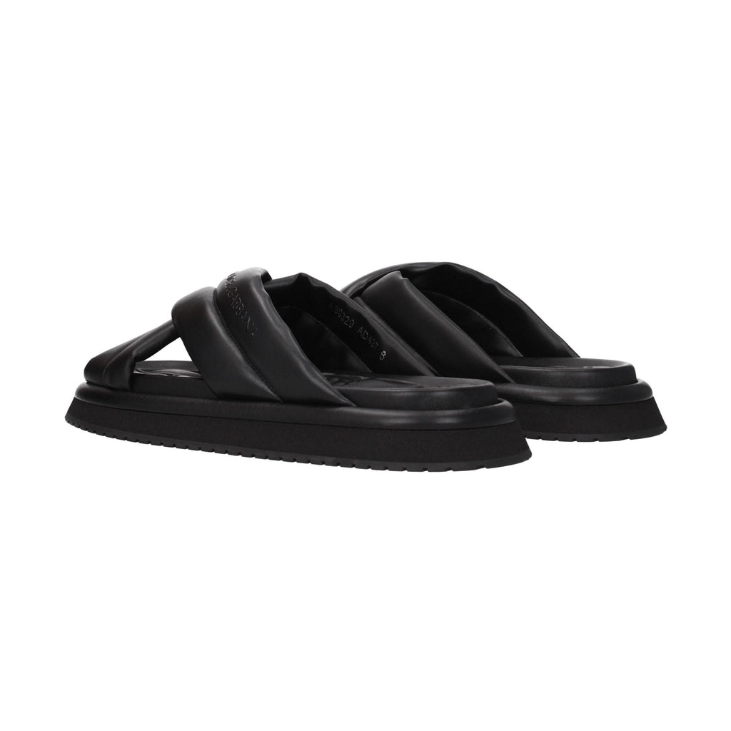 Dolce & Gabbana Black Leather Slippers