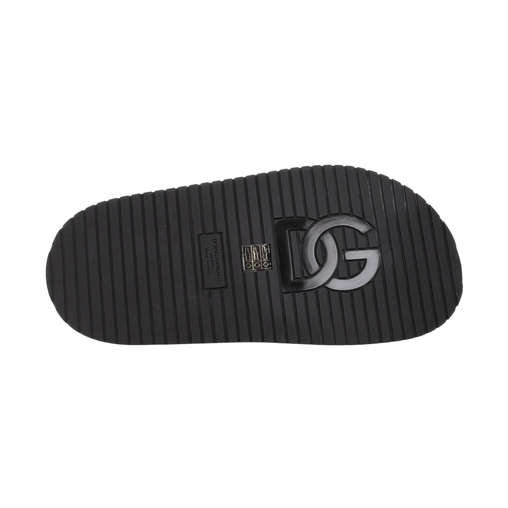 Dolce & Gabbana Black Leather Slippers