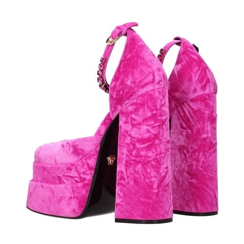 Versace Pink Velvet Platform Sandals
