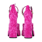 Versace Pink Velvet Platform Sandals
