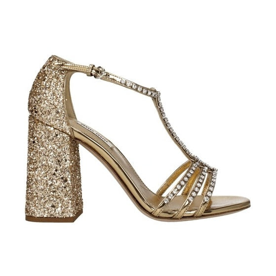 Miu Miu Gold Plastic Platform Sandals
