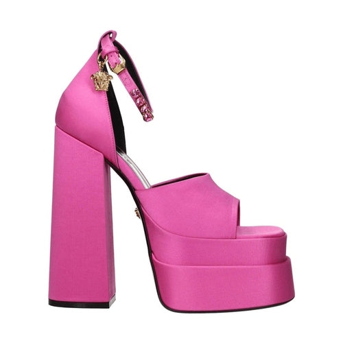 Versace Pink Satin Platform Sandals