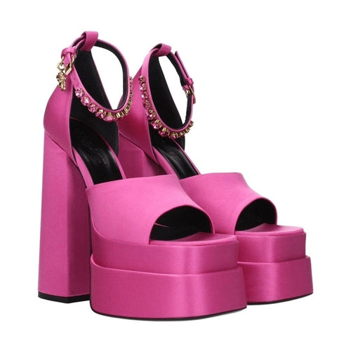 Versace Pink Satin Platform Sandals