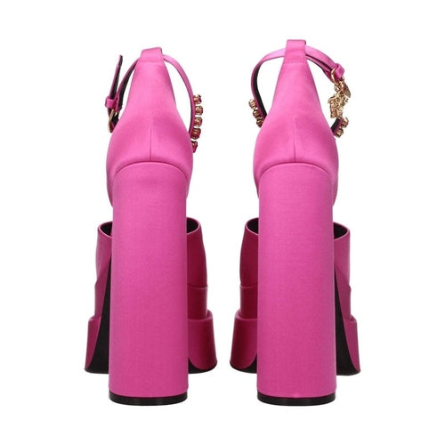 Versace Pink Satin Platform Sandals