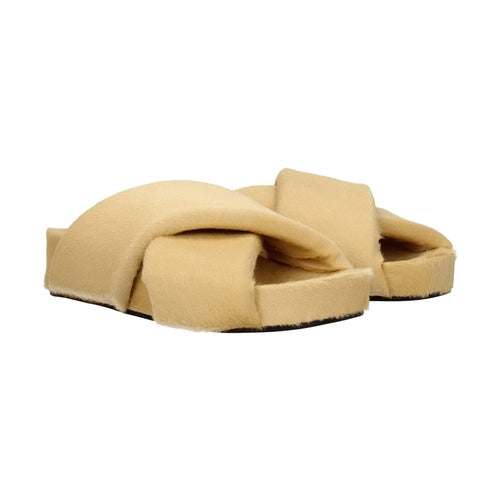 Beige Horsehair Slippers