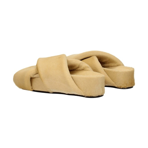Jil Sander Beige Horsehair Slippers