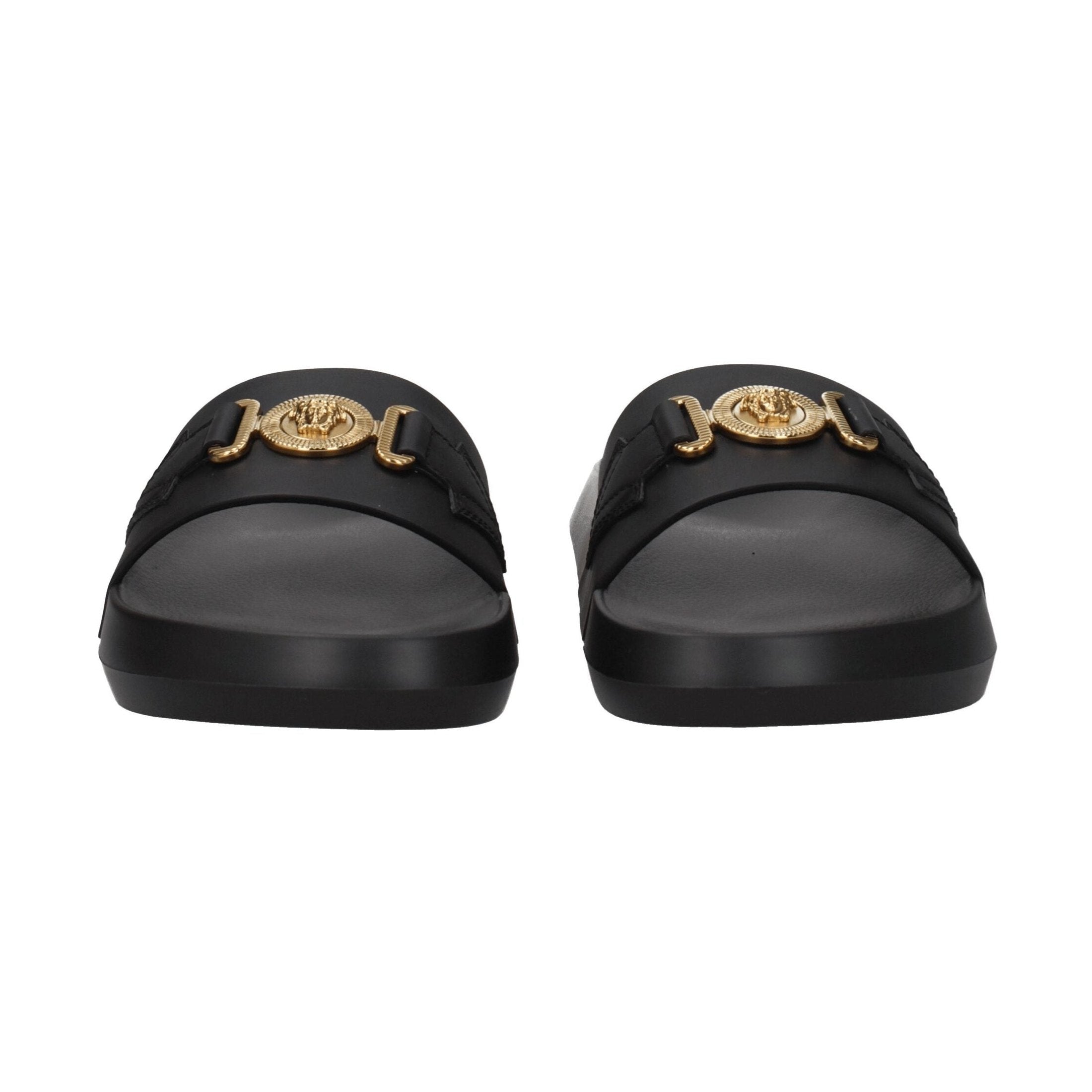 Versace Black Leather Slippers