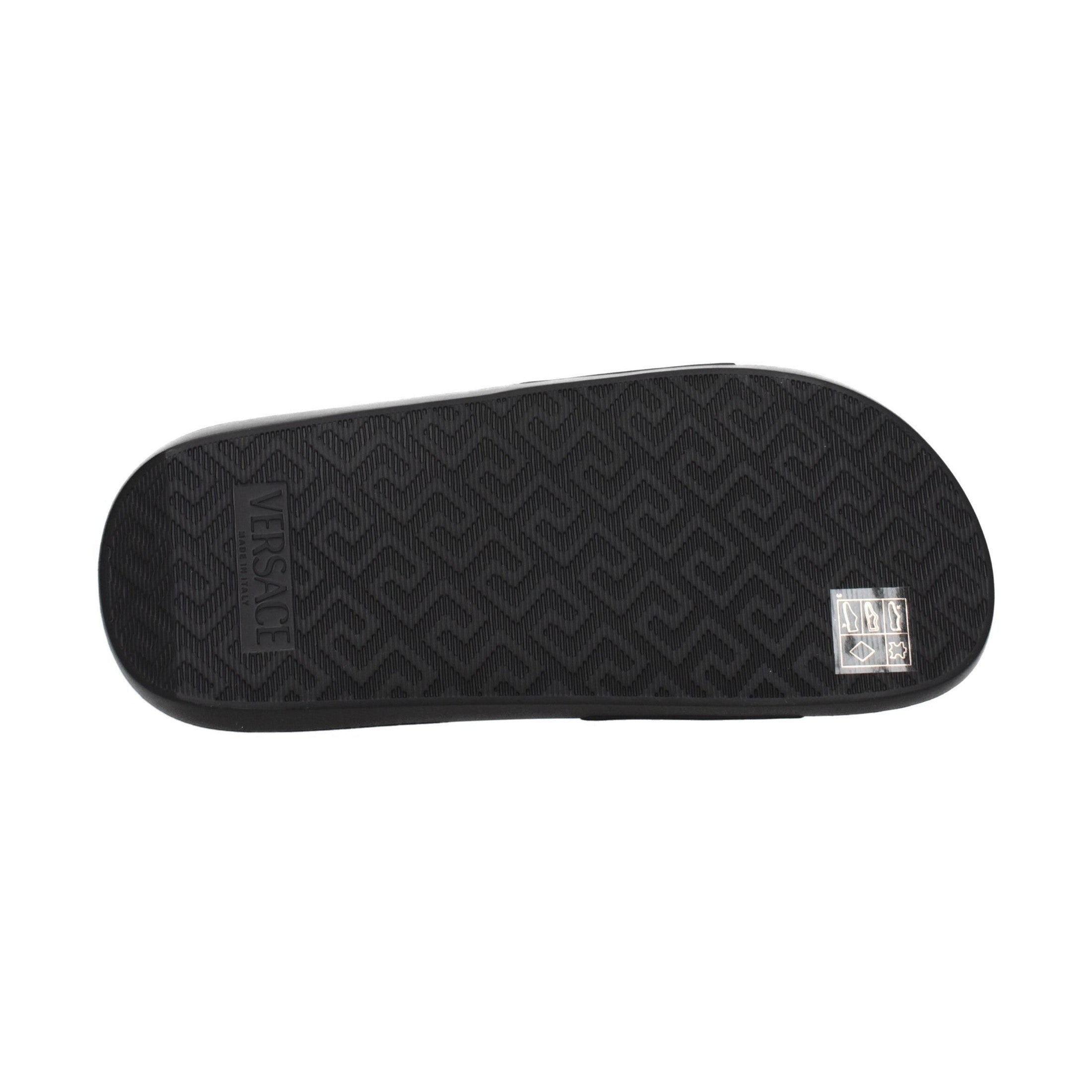 Versace Black Leather Slippers