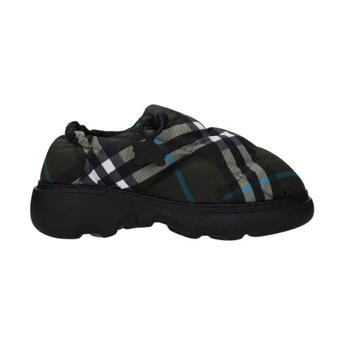 Burberry Green Fabric Slip-On Loafers