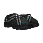 Burberry Green Fabric Slip-On Loafers