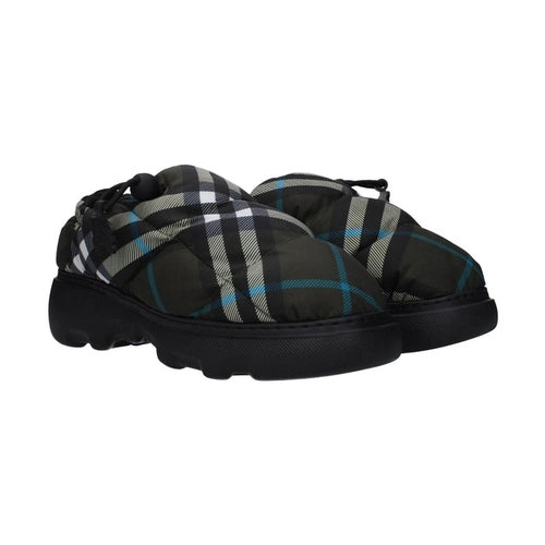 Burberry Green Fabric Slip-On Loafers
