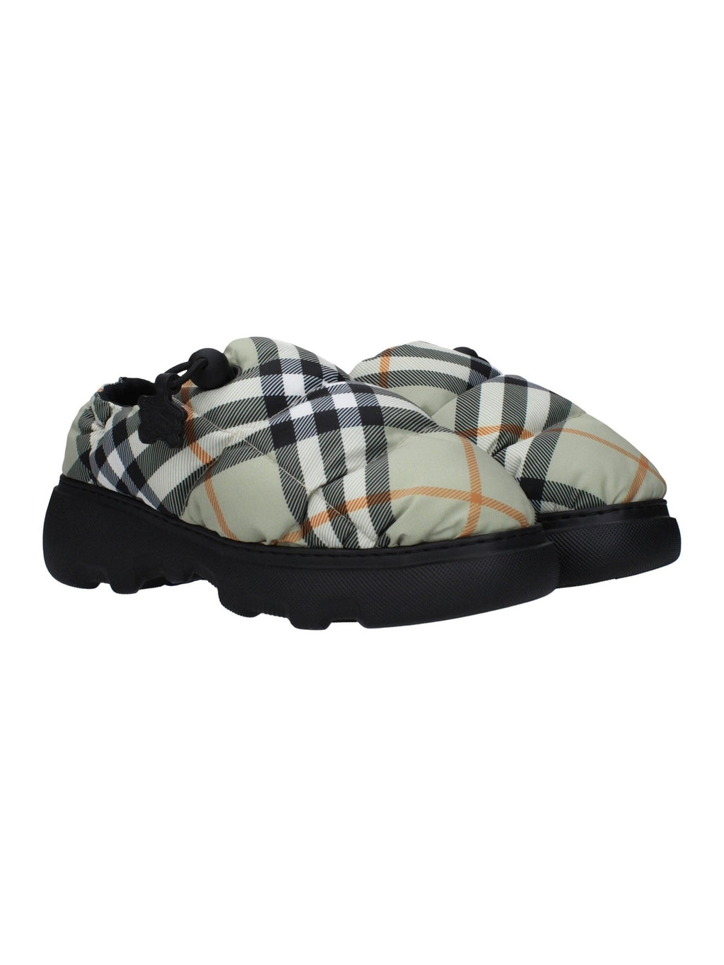 Burberry Green Fabric Slip-On Loafers