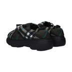 Burberry Green Fabric Slip-On Loafers
