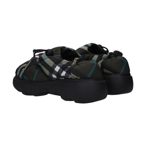 Burberry Green Fabric Slip-On Loafers