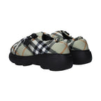 Burberry Green Fabric Slip-On Loafers