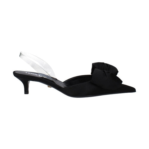 Versace Black Satin Flat Sandals