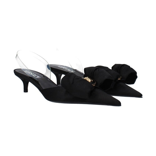 Versace Black Satin Flat Sandals