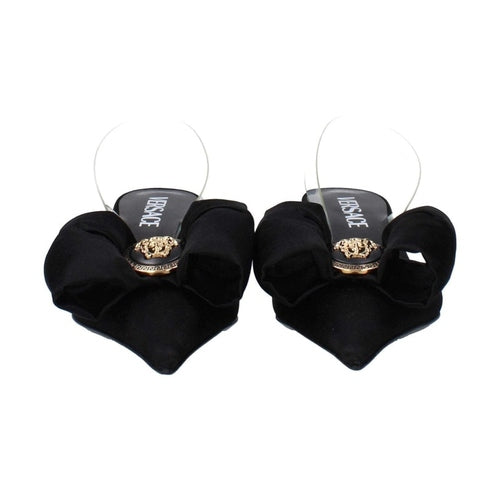 Versace Black Satin Flat Sandals
