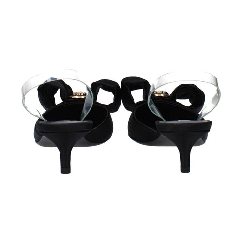 Versace Black Satin Flat Sandals
