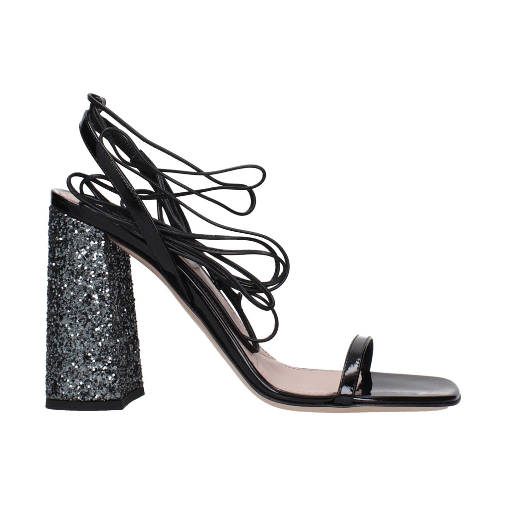 Miu Miu Black Leather Platform Sandals