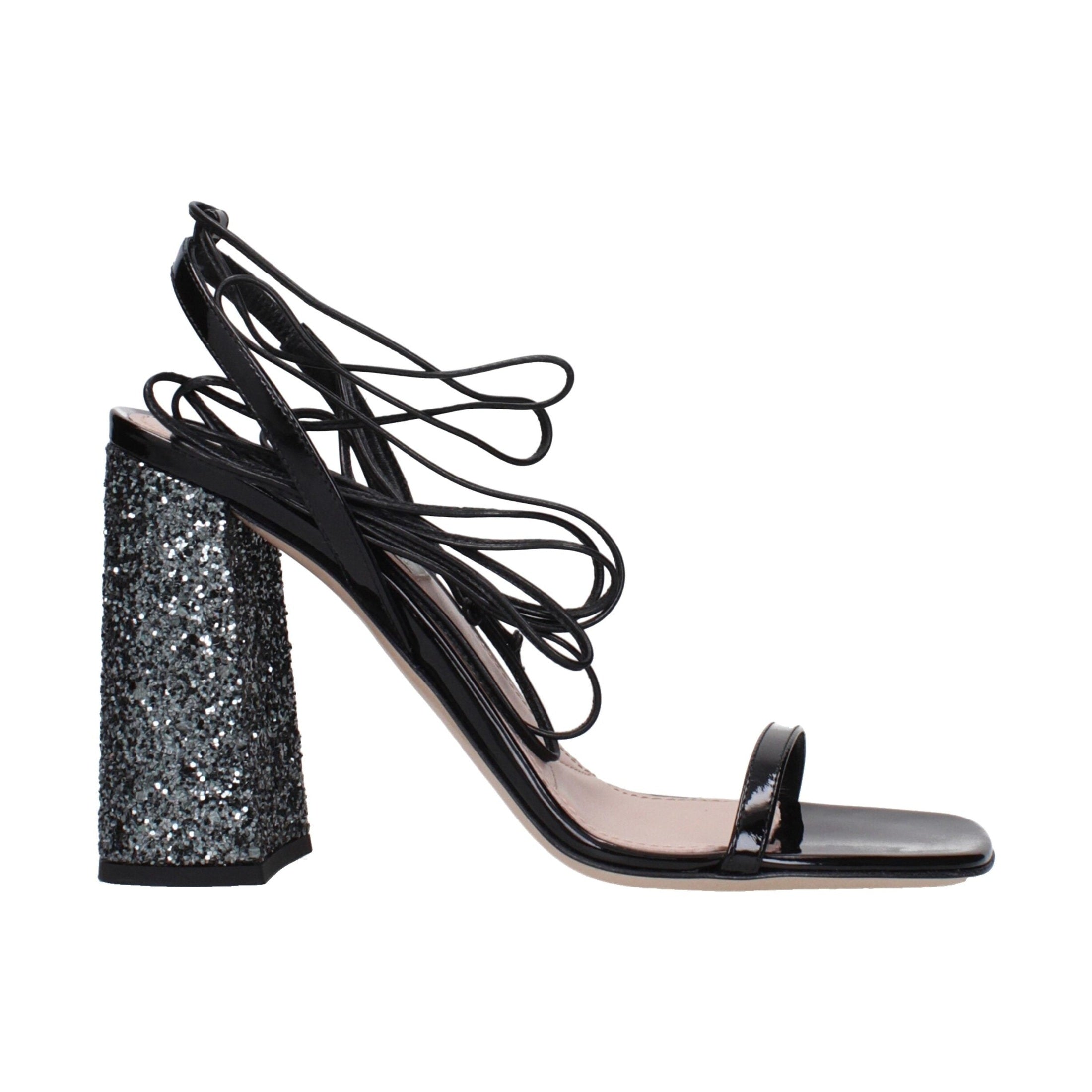 Miu Miu Black Leather Platform Sandals