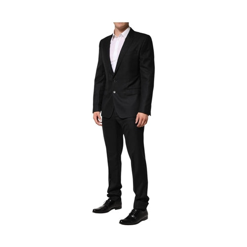 Dolce & Gabbana Black Jacquard Single Breasted 2 Piece Suit