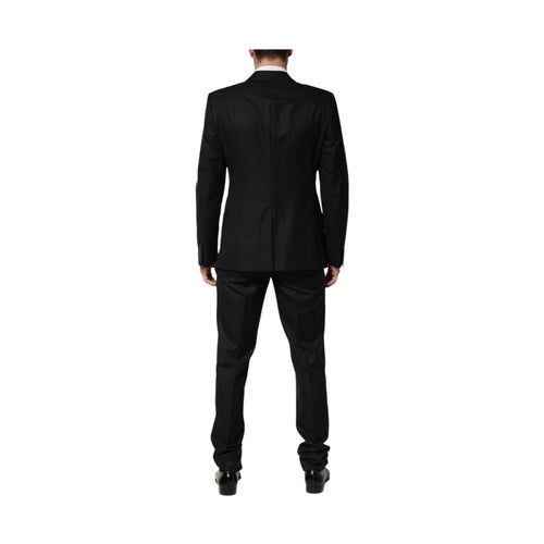 Dolce & Gabbana Black Jacquard Single Breasted 2 Piece Suit