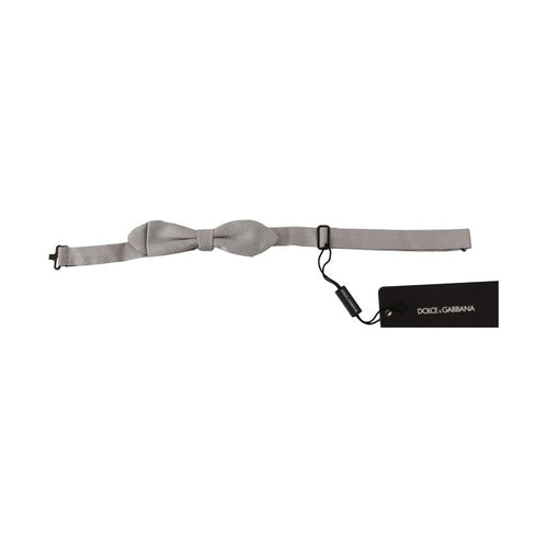 Dolce & Gabbana Gray 100% Silk Faille Adjustable Neck Bow Tie Papillon