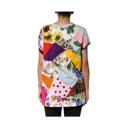 Dolce & Gabbana Multicolor Patchwork Cotton Silk Blouse Top