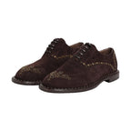 Dolce & Gabbana Brown Velvet Lace Up Oxford Dress Shoes