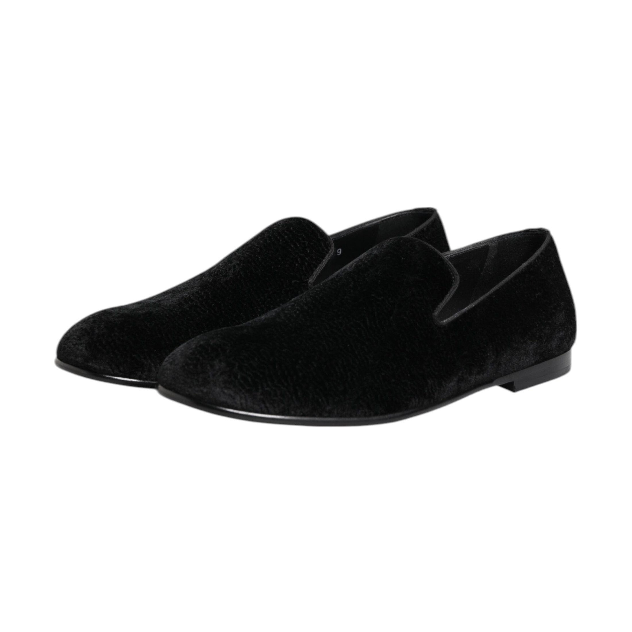 Dolce & Gabbana Black Jacquard Loafers Formal Men Dress Shoes